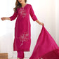 Silk Embroidery and Lace Straight Kurta with Pant & Dupatta
