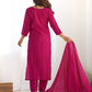 Silk Embroidery and Lace Straight Kurta with Pant & Dupatta