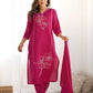 Silk Embroidery and Lace Straight Kurta with Pant & Dupatta