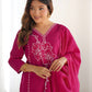 Silk Embroidery and Lace Straight Kurta with Pant & Dupatta