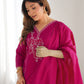 Silk Embroidery and Lace Straight Kurta with Pant & Dupatta