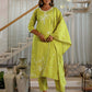 Silk Embroidery and Lace Straight Kurta with Pant & Dupatta