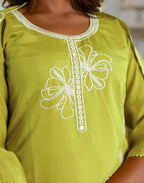 Silk Blend Embroidered Straight 3 Piece Kurta Set