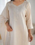 Silk Blend Embroidered Straight 3 Piece Kurta Set