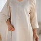 Beige Silk Sequence Sweetheart Neck 3/4 Sleeve Straight Kurta Set With Pant & Dupatta