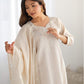 Beige Silk Sequence Sweetheart Neck 3/4 Sleeve Straight Kurta Set With Pant & Dupatta