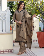 Silk Blend Embroidered Straight 3 Piece Kurta Set