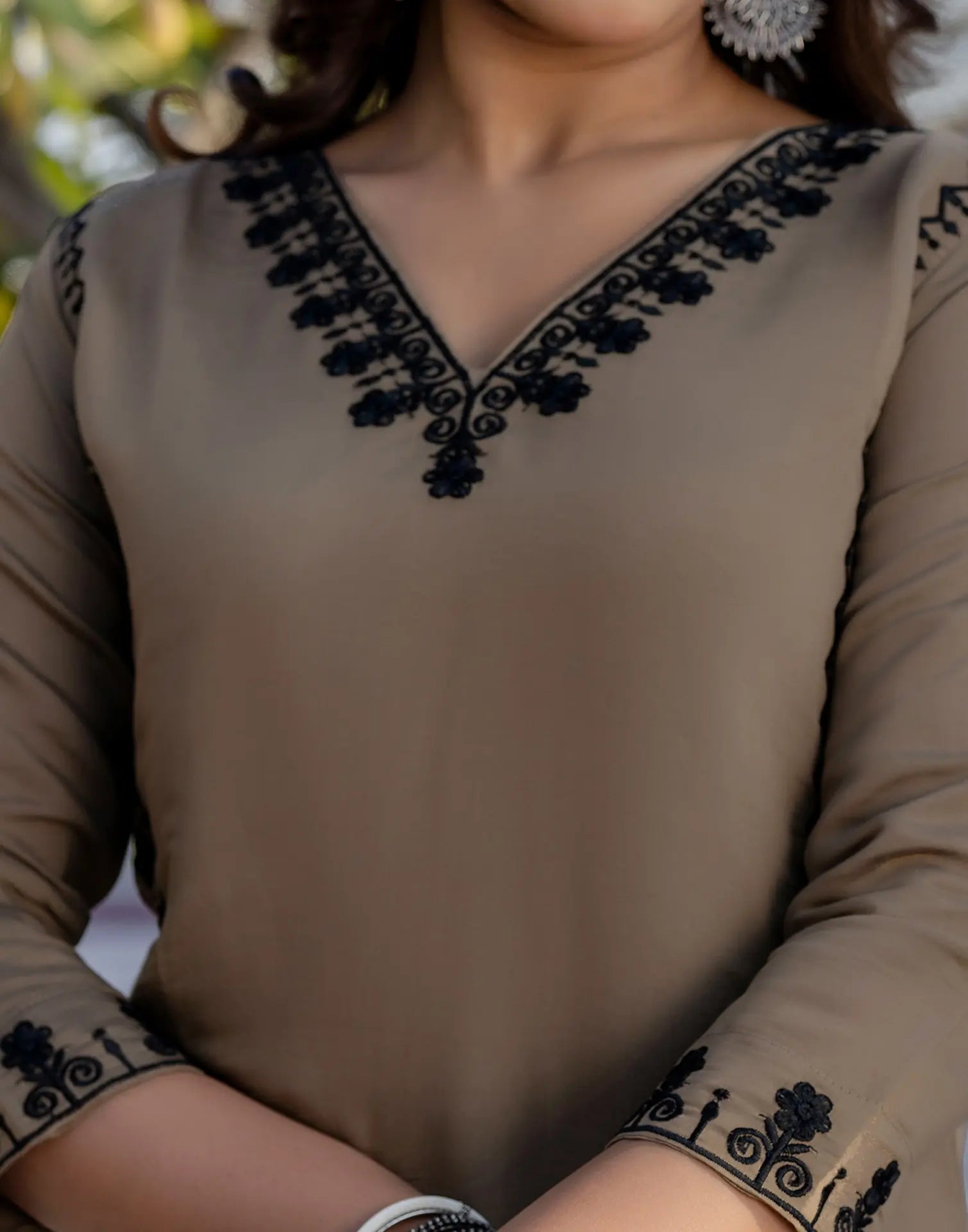 Silk Blend Embroidered Straight 3 Piece Kurta Set