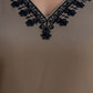 Dark Beige Silk Embroidered V Neck 3/4 Sleeve Straight Kurta Set With Pant & Dupatta