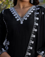 Silk Blend Embroidered Straight 3 Piece Kurta Set