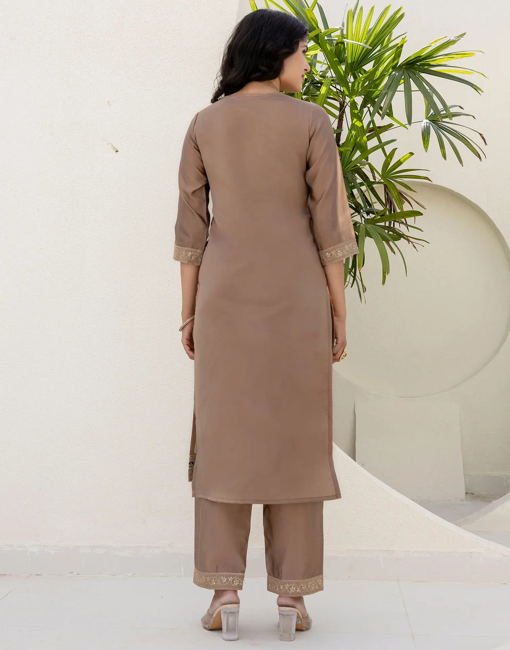 Taffeta Embroidered Straight 3 Piece Kurta Set