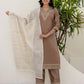 Silk Embroidered Straight Kurta with Pant & Dupatta