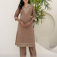 Silk Embroidered Straight Kurta with Pant & Dupatta