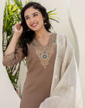 Taffeta Embroidered Straight 3 Piece Kurta Set