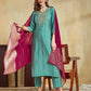 Silk Blend Embroidery Work and Gota Lace Straight Kurta with Pant & Dupatta