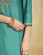 Silk Blend Embroidered Straight 3 Piece Kurta Set