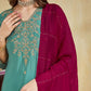 Silk Blend Embroidery Work and Gota Lace Straight Kurta with Pant & Dupatta