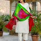 Cotton Blend Gota Lace Straight Kurta with Pant & Dupatta