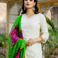 Cotton Blend Gota Lace Straight Kurta with Pant & Dupatta