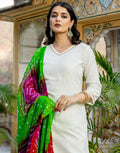 Cotton Blend Gota Lace Straight 3 Piece Kurta Set