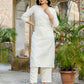 Cotton Blend Gota Lace Straight Kurta with Pant & Dupatta
