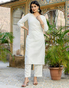 Cotton Blend Gota Lace Straight 3 Piece Kurta Set