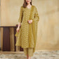 Cotton Blend Printed and Lace Straight Kurta with Pant & Dupatta