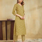 Cotton Blend Printed and Lace Straight Kurta with Pant & Dupatta