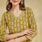 Cotton Blend Printed and Lace Straight Kurta with Pant & Dupatta