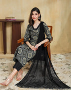 Crepe Printed Straight 3 Piece Kurta Set