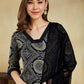 Crepe Bandhani Print and Lace Straight Kurta with Pant & Dupatta