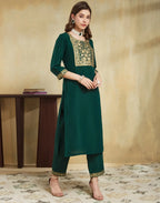 Viscose Rayon Foil Print Straight 3 Piece Kurta Set