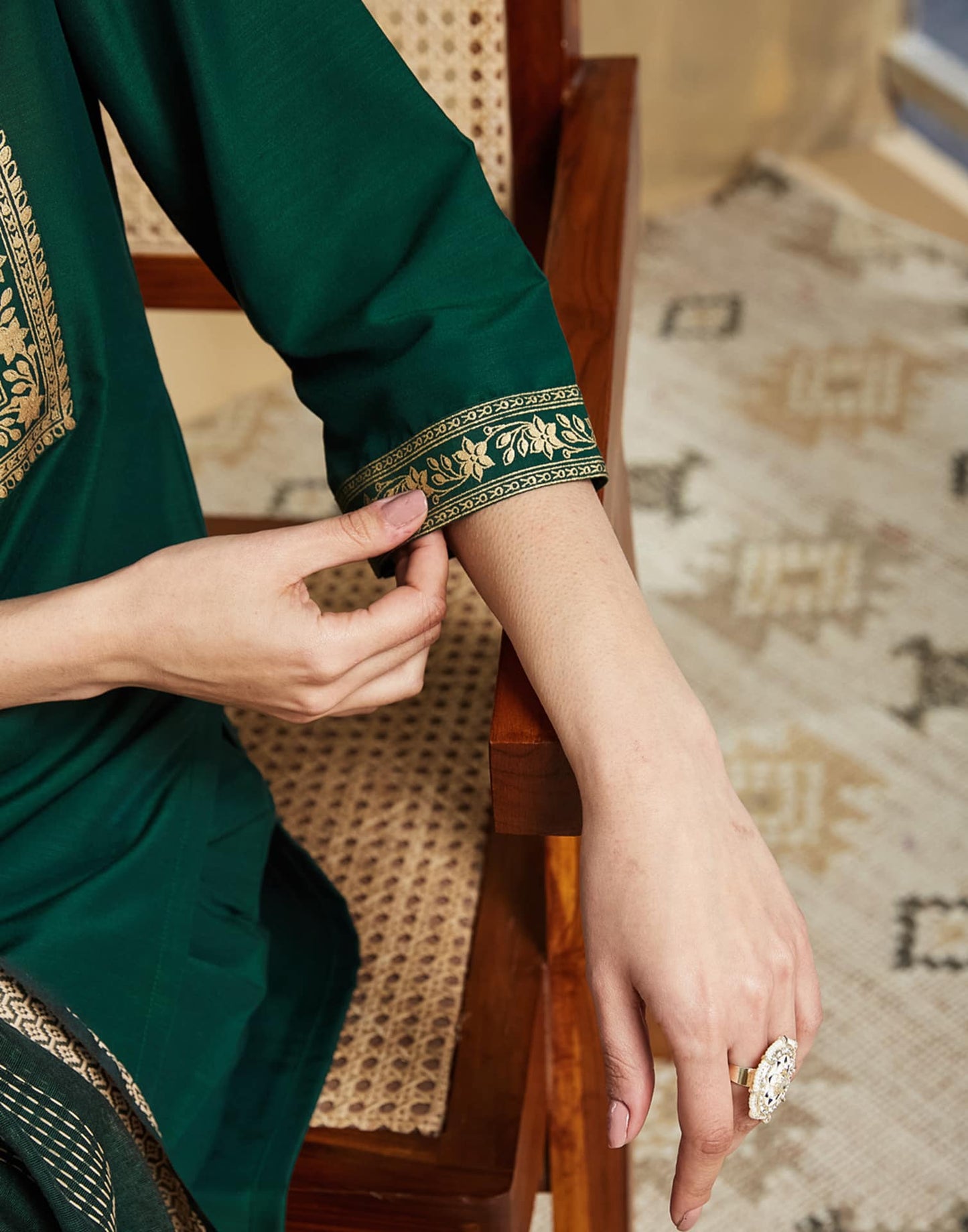 Cotton Blend Foil Printed and Foil Printed Lace Straight Kurta with Pant & Dupatta