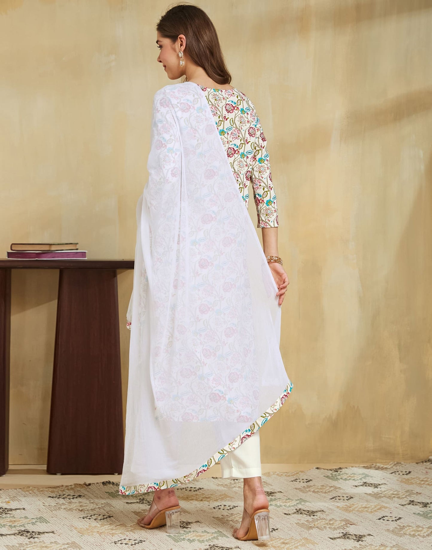 Rayon Printed Straight Kurta with Pant & Dupatta