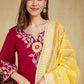 Cotton Blend Embroidery Straight Kurta with Pant & Dupatta