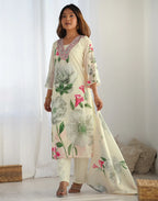 Georgette Floral Print Straight 3 Piece Kurta Set