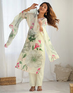 Georgette Floral Print Straight 3 Piece Kurta Set