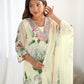 Georgette Floral Printed and Embroidery Straight Kurta with Pant & Dupatta