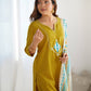 Silk Embroidery and Sequin Work Straight Kurta with Pant & Dupatta