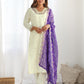 Silk Embroidery and Sequin Work Straight Kurta with Pant & Dupatta