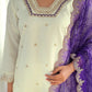 Silk Embroidery and Sequin Work Straight Kurta with Pant & Dupatta