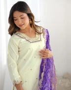 Cotton Embroidered Straight 3 Piece Kurta Set