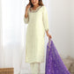 Silk Embroidery and Sequin Work Straight Kurta with Pant & Dupatta