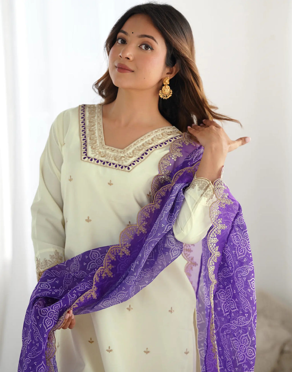 Cotton Embroidered Straight 3 Piece Kurta Set