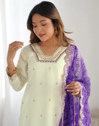 Cotton Embroidered Straight 3 Piece Kurta Set
