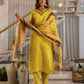 Silk Embroidery, Mirror Work and Lace Straight Kurta with Pant & Dupatta