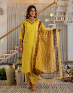 Silk Embroidered Straight 3 Piece Kurta Set