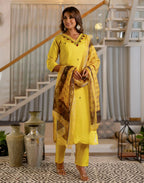 Silk Embroidered Straight 3 Piece Kurta Set