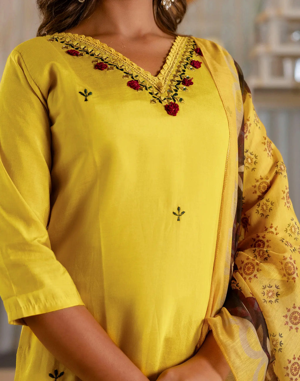 Silk Embroidered Straight 3 Piece Kurta Set