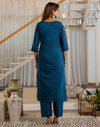 Silk Embroidered Straight 3 Piece Kurta Set